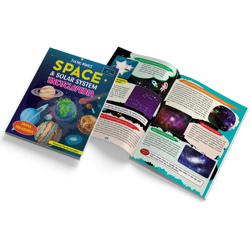 Young Minds Encyclopedia - Set of 3 - General Knowledge, Space, and Human Body Encyclopedia For Kids